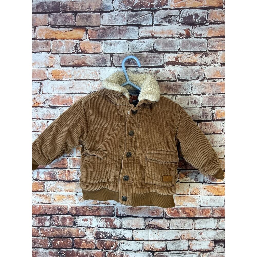 7 For All Mankind toddler boys Brown Corduroy Lined Sherpa Jacket Snap 12m
